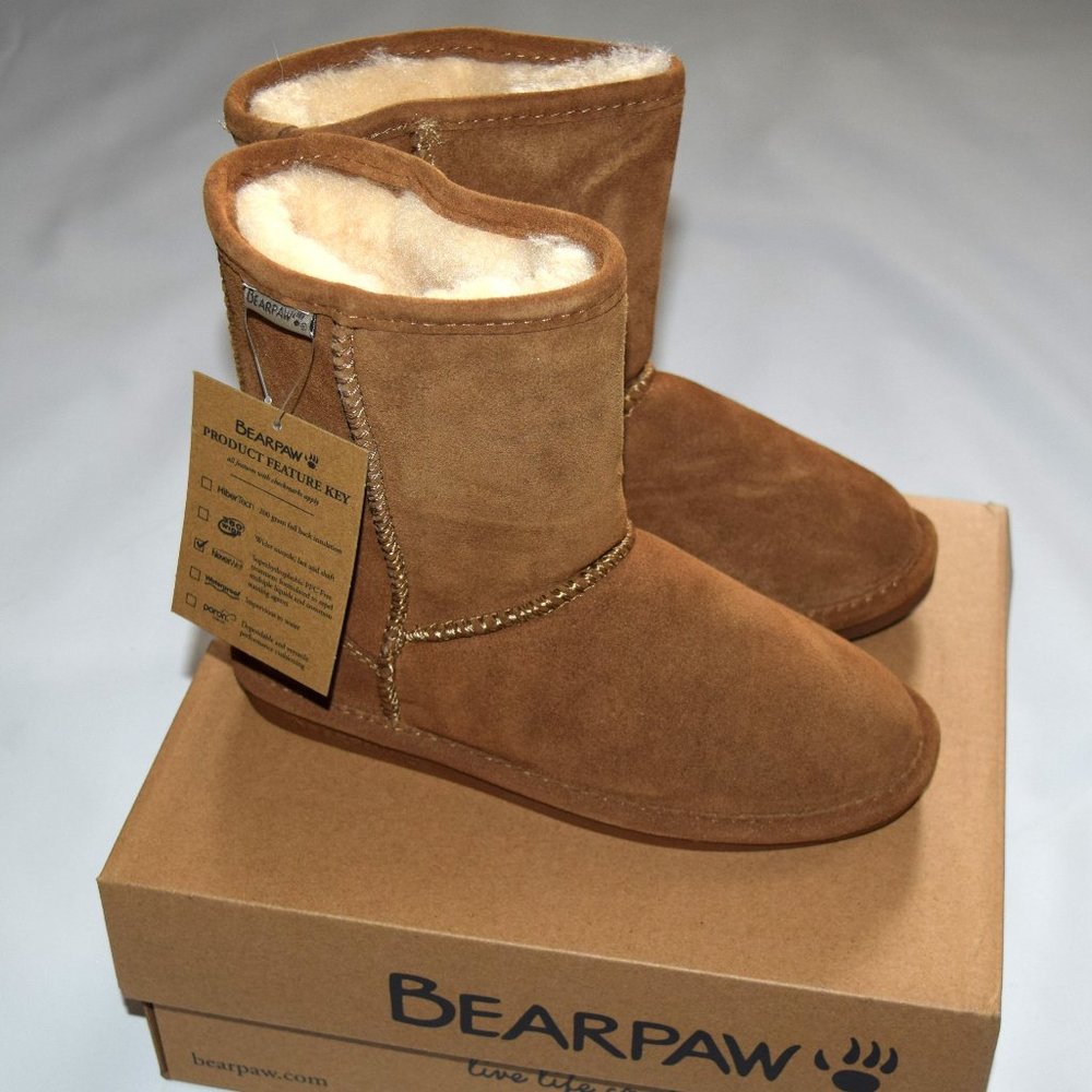 BEARPAW Eva Hickory Brown Pull On Suede Boots Girl's 3  **NEW**